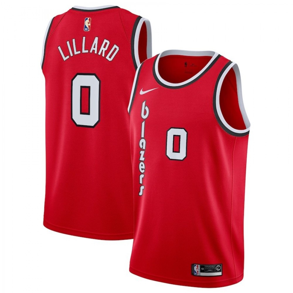 Men's Portland Trail Blazers Damian Lillard #0 Red Swingman Jersey - Classic Edition-Pro Kit Vault | Brand New 26/27 Sports Jerseys